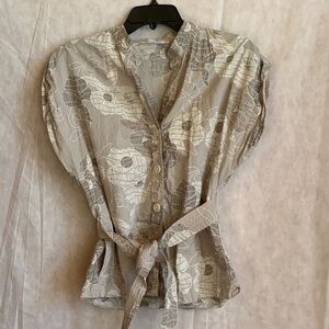 Calvin Klein Beige Floral short sleeve Blouse